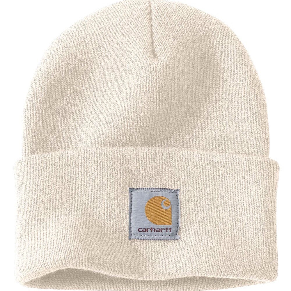 Carhartt Off-White Knit Cuffed Beanie with Logo Patch